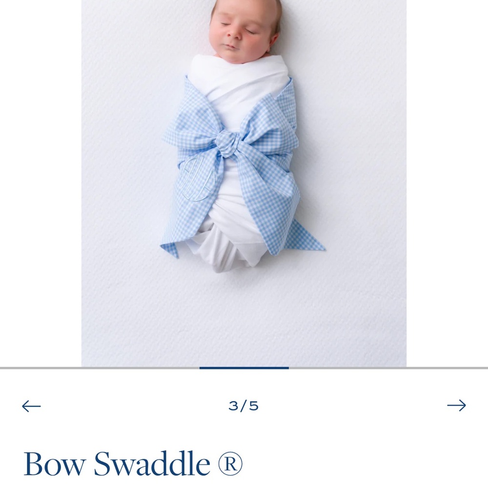 TBBC Blue and White Bow Swaddle